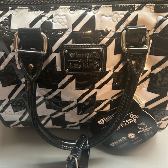 RARE Loungefly Loves Sanrio Hello Kitty Houndstooth Vinyl Shoulder Bag -Like New - Picture 14 of 16